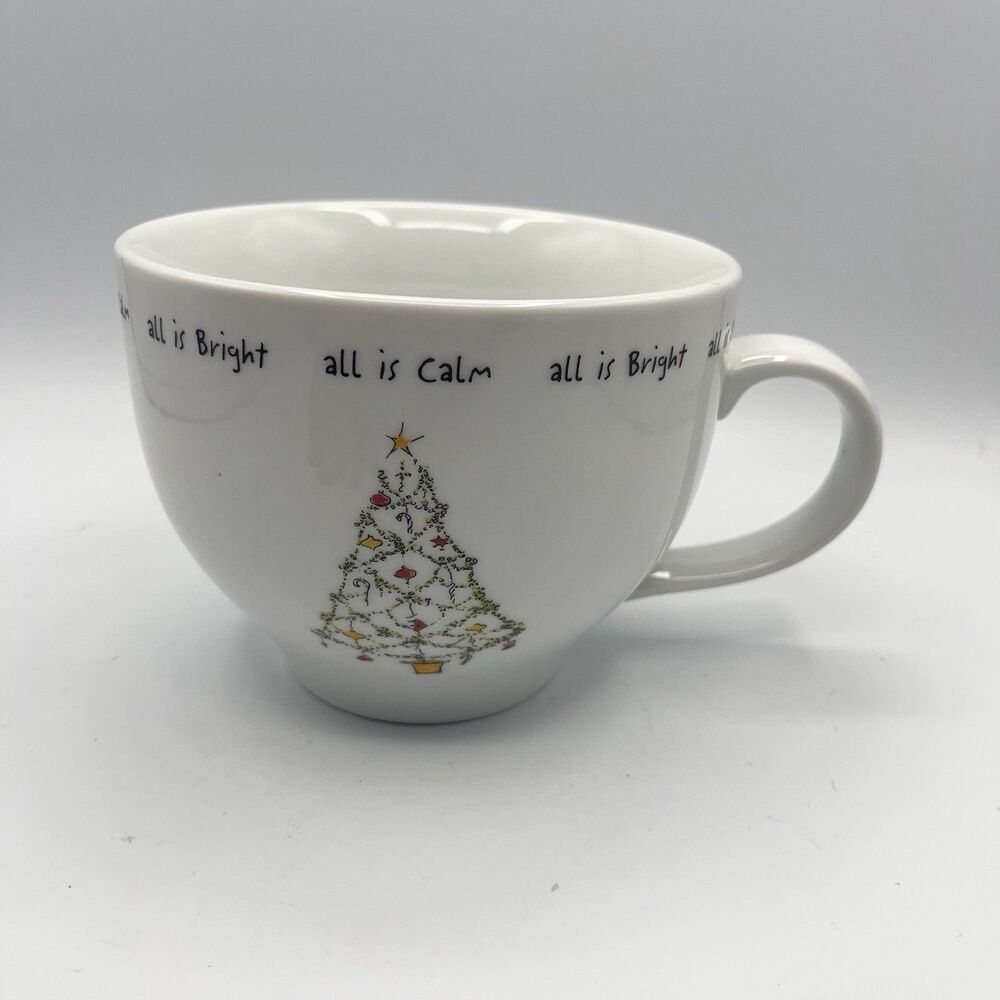 Pottery Barn HOLIDAY CHEER Mug'All is calm All is bright' Oversize Christmas Mug